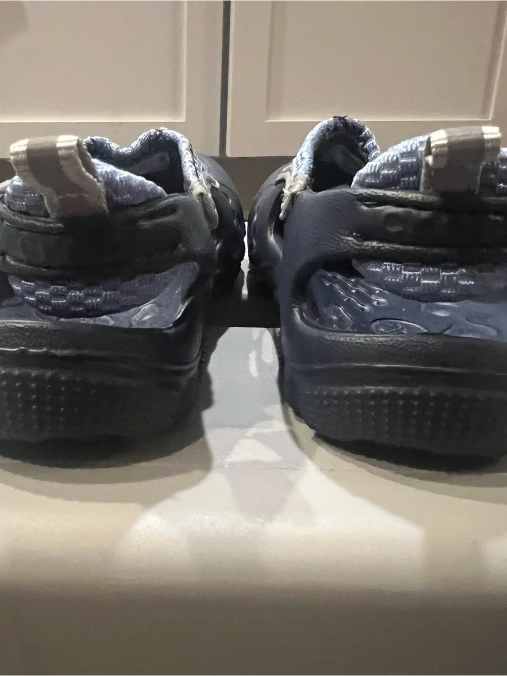 CROCS Kids Navy Water Shoe with Light Blue Knit Strap
